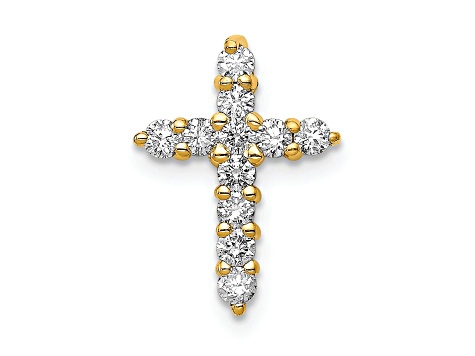 14k Yellow Gold Diamond Cross Chain Slide Pendant