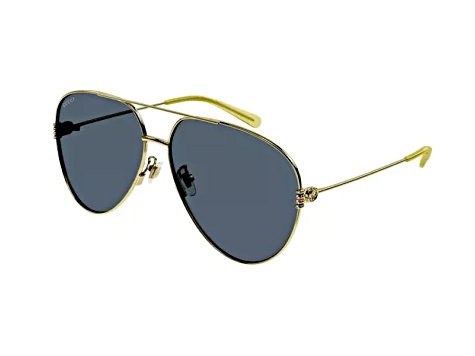 Gucci Gold Tone Yellow Aviator Frame / Blue Lens Sunglasses  display picture 2