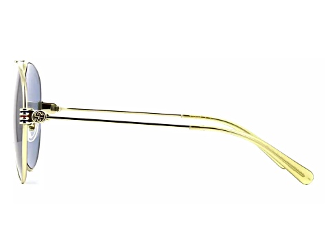 Gucci Gold Tone Yellow Aviator Frame / Blue Lens Sunglasses