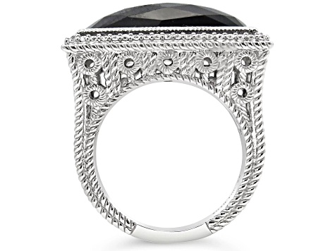 Judith Ripka 5ct Black Onyx And 0.45ctw Bella Luce Rhodium Over Sterling Silver Ring