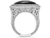 Judith Ripka 5ct Black Onyx And 0.45ctw Bella Luce Rhodium Over Sterling Silver Ring