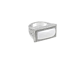 Judith Ripka 5ct White Agate And 0.45ctw Bella Luce Rhodium Over Sterling Silver Ring