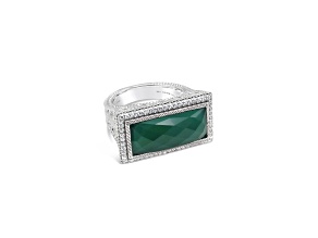 Judith Ripka 5ct Green Chalcedony And 0.45ctw Bella Luce Rhodium Over Sterling Silver Ring