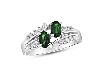 Picture of 0.75ctw Emerald and Diamond Ring in 14k White Gold