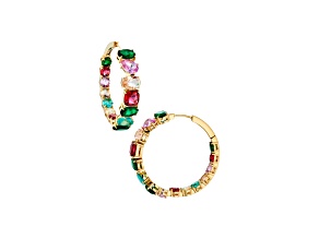 NADRI SweetTarts 12.51ctw Multi-color Cubic Zirconia, Glass Hoops 18K Gold Over Brass