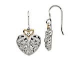 Sterling Silver Rhodium-plated with 14K Accent Diamond Vintage Earrings