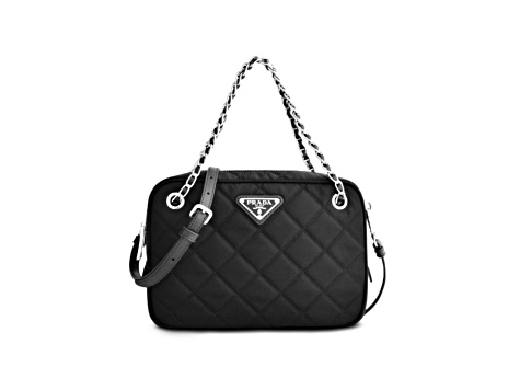 Prada Re Edtion Nylon Quilted Black Triangle Logo Crossbody Bag