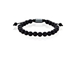 Invicta Jewelry Men's Matte Black Agate Stone Bead Adjustable Bracelet (8mm)
