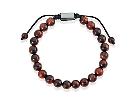 Invicta Jewelry Men's Red Tiger Eye Stone Bead Adjustable Bracelet (8mm)