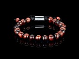 Invicta Jewelry Men's Red Tiger Eye Stone Bead Adjustable Bracelet (8mm)