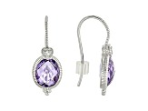 Judith Ripka 13.7ctw Oval Purple Cubic Zirconia Rhodium Over Sterling Silver Drop Earrings