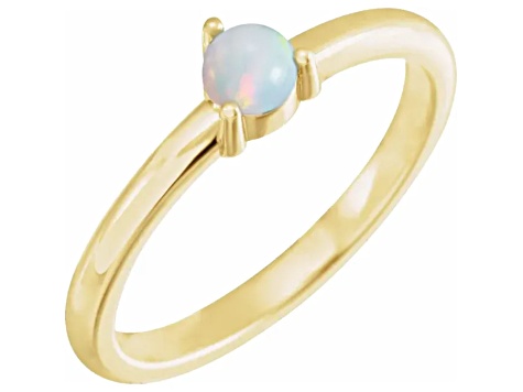 14K Yellow Gold Round Ethiopian Opal Solitaire Ring