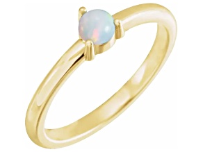 14K Yellow Gold Round Ethiopian Opal Solitaire Ring