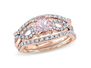 Morganite and Diamond 10K Rose Gold Bridal Ring 1.06ctw