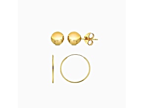 14K Gold Ball Earrings & Endless Hoop Set