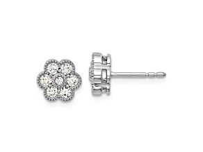 Rhodium Over 14K White Gold Lab Grown Diamond SI1/SI2, G H I, Floral Post Earrings