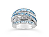 Judith Ripka 2.08ctw Swiss Blue Topaz And 0.64ctw Bella Luce Rhodium Over Sterling Silver Ring
