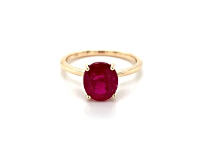 10K Yellow Gold Oval Ruby Solitaire Ring 3.52ct