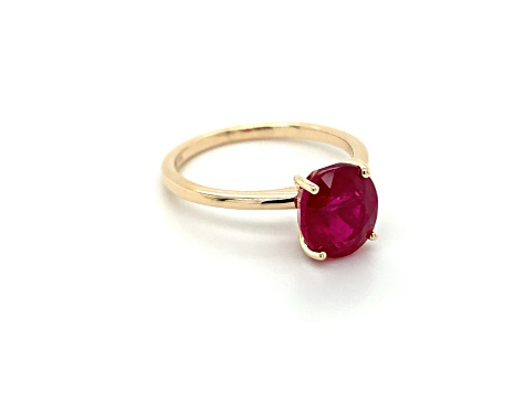 10K Yellow Gold Oval Ruby Solitaire Ring 3.52ct