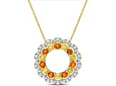 Citrine, Madeira Citrine 18k Yellow Gold Over Sterling Silver Floral Halo Pendant w/Chain 5.88ctw