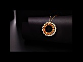 Citrine, Madeira Citrine 18k Yellow Gold Over Sterling Silver Floral Halo Pendant w/Chain 5.88ctw