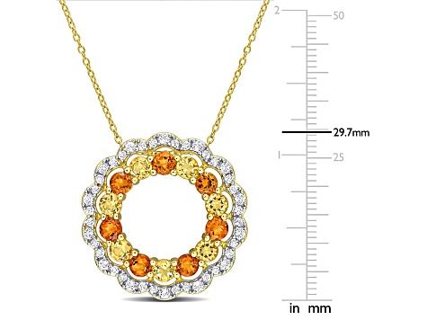 Citrine, Madeira Citrine 18k Yellow Gold Over Sterling Silver Floral Halo Pendant w/Chain 5.88ctw