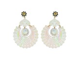 White Iridescent Filigree Drop Floral Earring