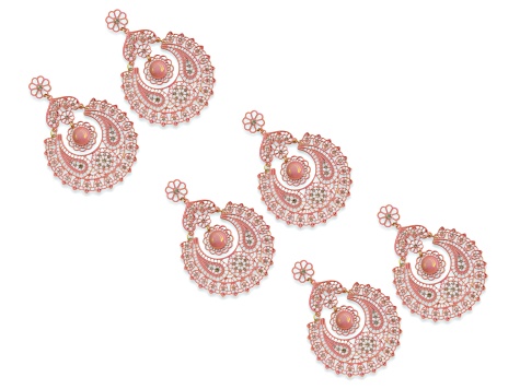 Pink Iridescent Filigree Drop Floral Earring