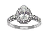 Judith Ripka 3.51ctw Pear Bella Luce Diamond Simulant Rhodium Over Sterling Silver Halo Ring