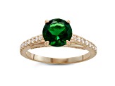 Green Emerald Simulant 10K Yellow Gold Ring 2.29ctw