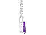 12x8mm Pear Shape Amethyst With Diamond Accents Rhodium Over Sterling Silver Pendant with Chain