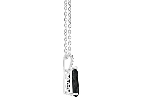 12x8mm Pear Shape Black Onyx With Diamond Accents Rhodium Over Sterling Silver Pendant with Chain