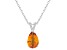 12x8mm Pear Shape Citrine With Diamond Accents Rhodium Over Sterling Silver Pendant with Chain