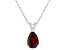 12x8mm Pear Shape Garnet With Diamond Accents Rhodium Over Sterling Silver Pendant with Chain