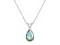 12x8mm Pear Shape Labradorite With Diamond Accents Rhodium Over Sterling Silver Pendant with Chain