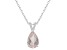 12x8mm Pear Shape Rose Quartz With Diamond Accents Rhodium Over Sterling Silver Pendant with Chain