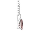 12x8mm Pear Shape Rose Quartz With Diamond Accents Rhodium Over Sterling Silver Pendant with Chain