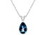 12x8mm Pear Shape London Blue Topaz With Diamond Accents Rhodium Over Sterling Pendant with Chain