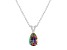 12x8mm Pear Shape Mystic Topaz With Diamond Accents Rhodium Over Sterling Silver Pendant with Chain