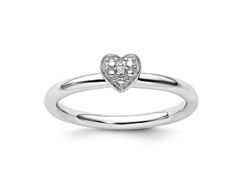 Picture of Sterling Silver Stackable Expressions Polished Diamond Heart Ring 0.005ctw