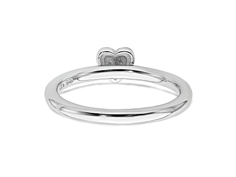 Sterling Silver Stackable Expressions Polished Diamond Heart Ring 0.005ctw