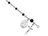 Sterling Silver Polished Rhodolite Garnet Children's Rosary Bracelet