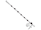 Sterling Silver Polished Rhodolite Garnet Children's Rosary Bracelet