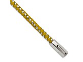 Yellow Rubber and Stainless Steel Braided 7-inch Bracelet