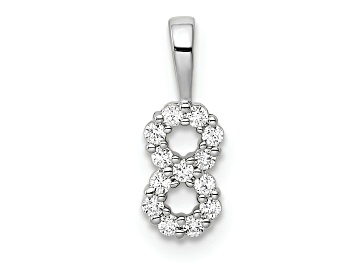 Picture of Rhodium Over 14k White Gold Diamond Number 8 Pendant