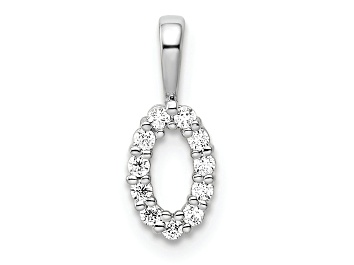 Picture of Rhodium Over 14k White Gold Diamond Number 0 Pendant