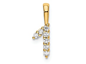 14K Yellow Gold Diamond Number 1 Pendant