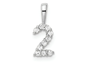 Rhodium Over 14k White Gold Diamond Number 2 Pendant
