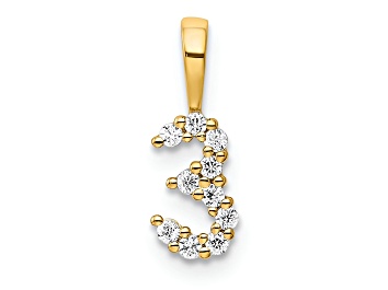 Picture of 14k Yellow Gold Diamond Number 3 Pendant