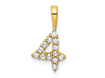 Picture of 14k Yellow Gold Diamond Number 4 Pendant